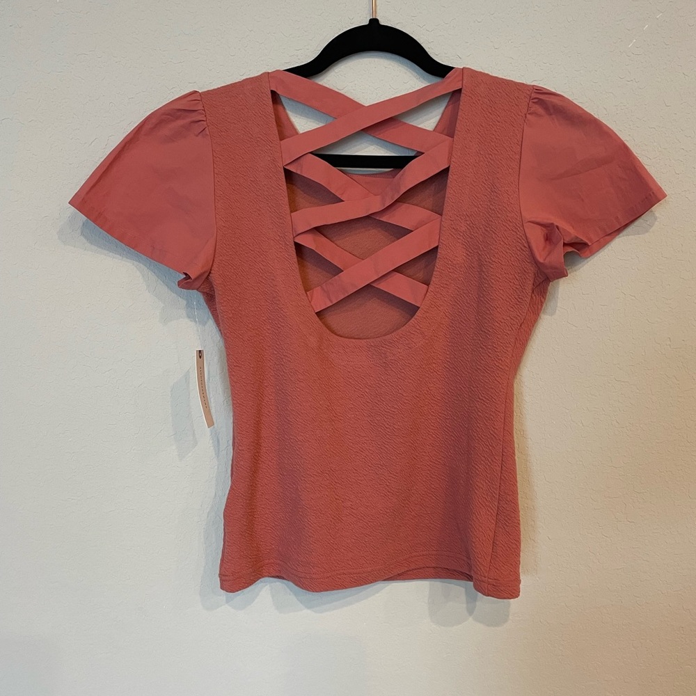 NWT Anthropologie Lace Up Flutter Top - Picture 5 of 6